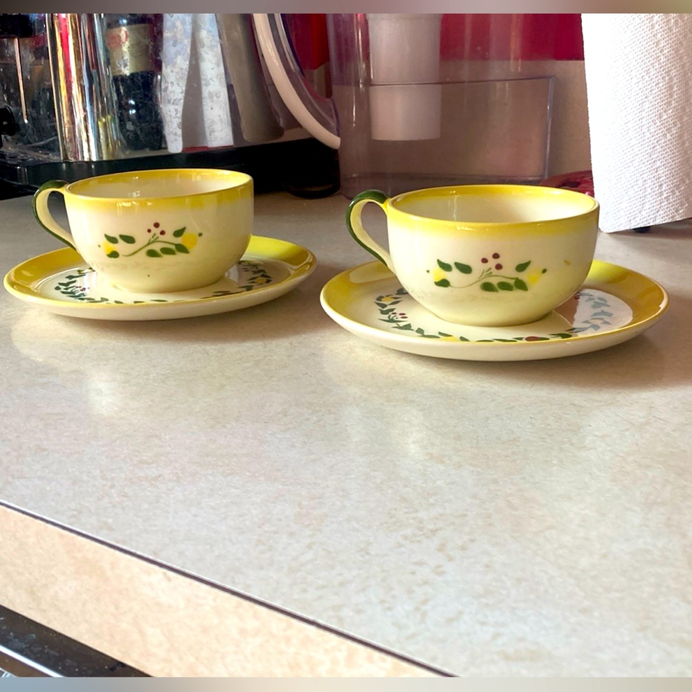 Vtg 50s Brock California cups + saucers